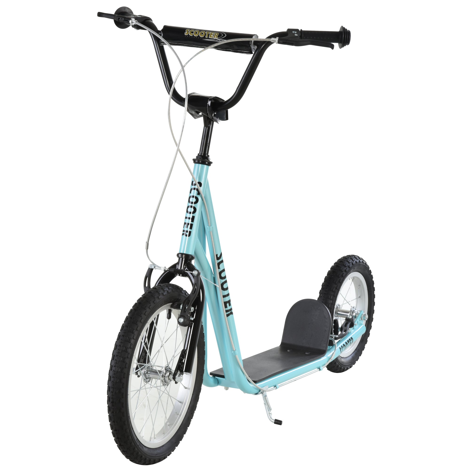 Youth Kick Scooter with Adjustable Handlebar and 16'' Inflatable Rubber Wheel for Kids and Teens 5+ Year Old, Blue Scooters at Gallery Canada