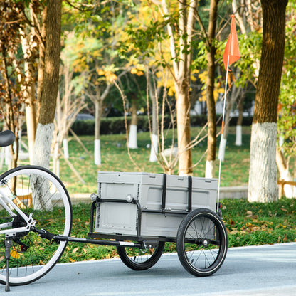 Steel Trailer for Bike, Bicycle Cargo Trailer with Storage Box, Folding Frame and Safe Reflectors, Max Load 88LBS Bike Cargo Trailers   at Gallery Canada