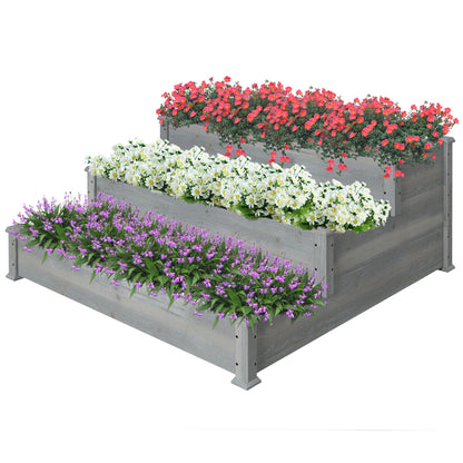 3-Tier Garden Bed Planter Box for Backyard, Patio, 49"x49"x22", Grey Raised Garden Beds Grey  at Gallery Canada