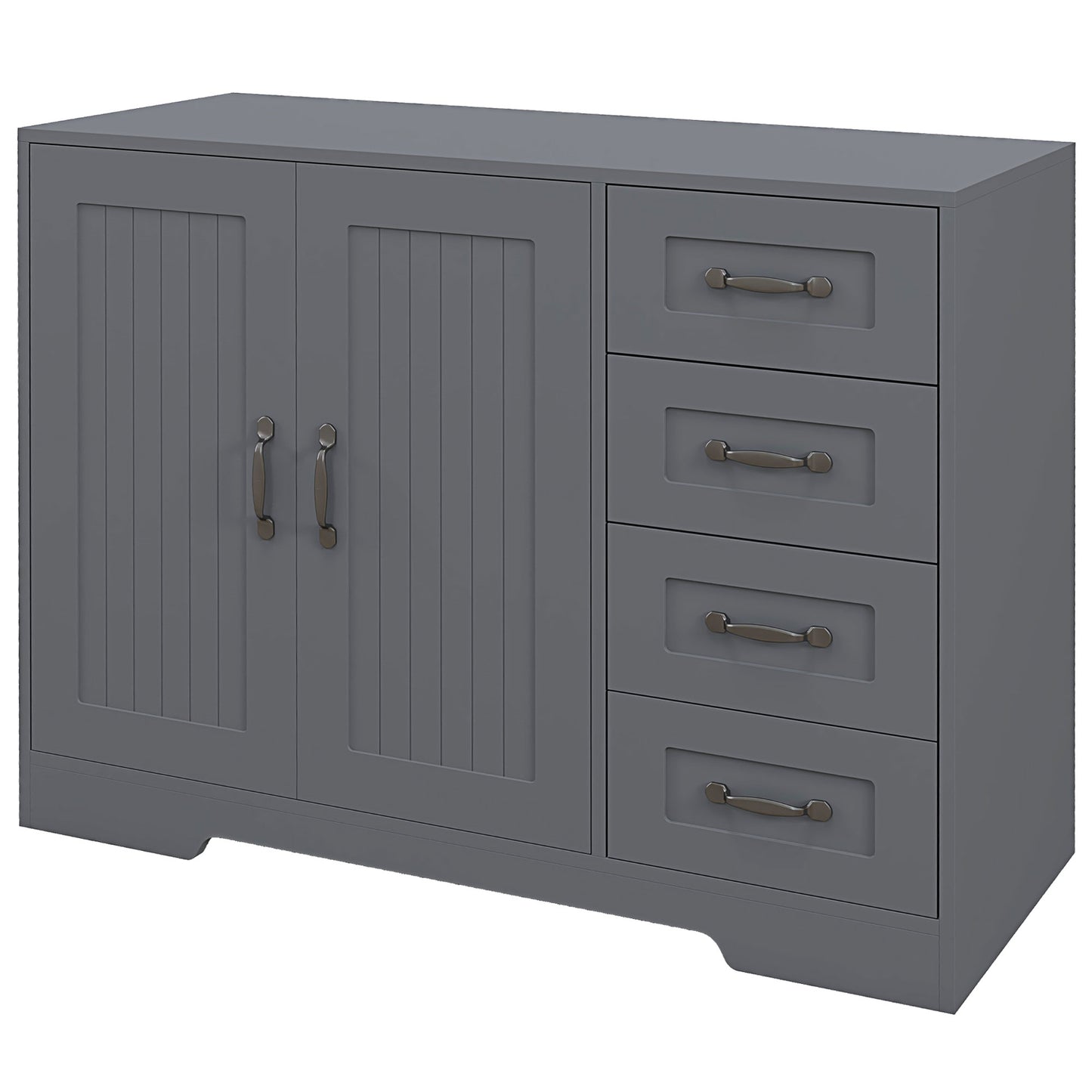 Modern Kitchen Storage Cabinet, Sideboard Buffet Cabinet with Drawers and Breadboard Door, Grey Storage Cabinets   at Gallery Canada