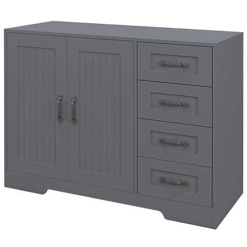 Modern Kitchen Storage Cabinet, Sideboard Buffet Cabinet with Drawers and Breadboard Door, Grey