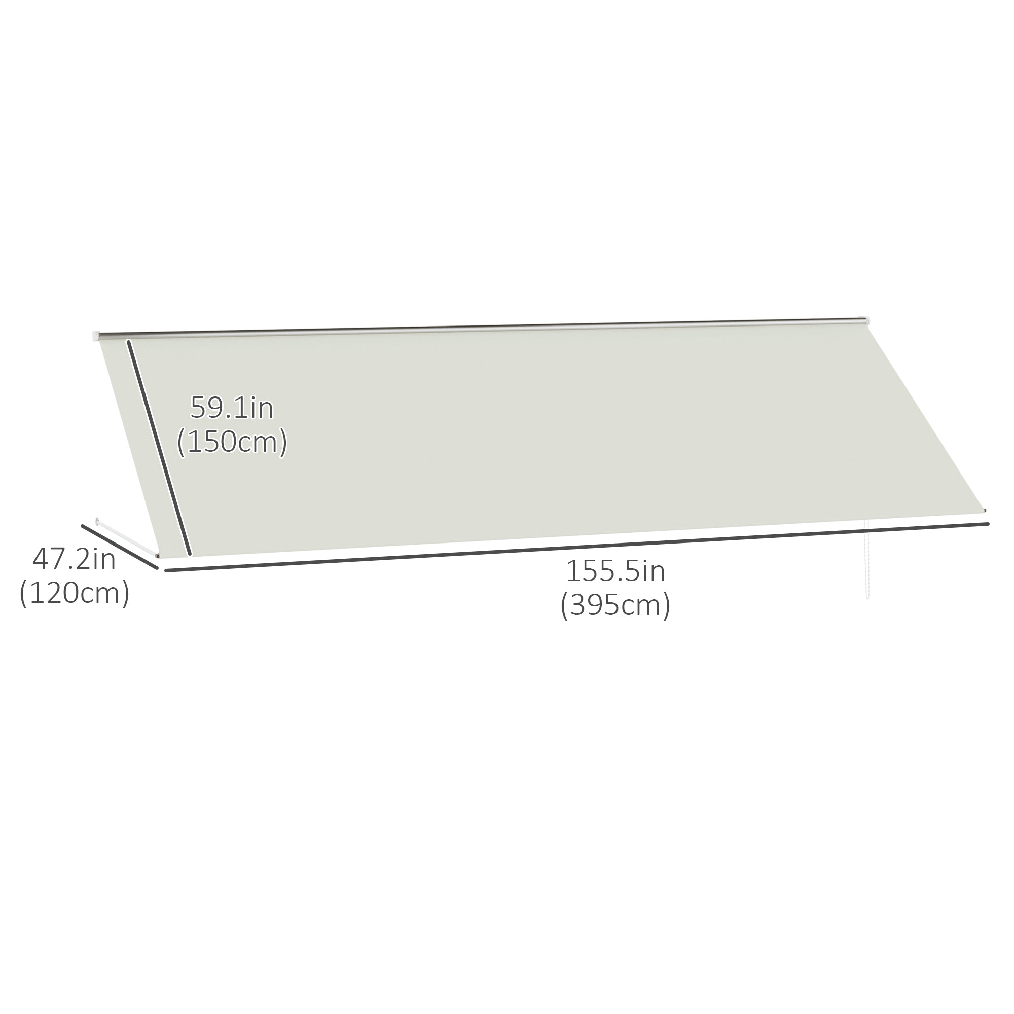 13' x 4' Retractable Awning, Garden Awnings for Doors and Windows with Easy Chain Operation and UV30+ Fabric, Sun Canopies for Patio, Deck, Balcony, and Yard, Beige Window Awnings at Gallery Canada