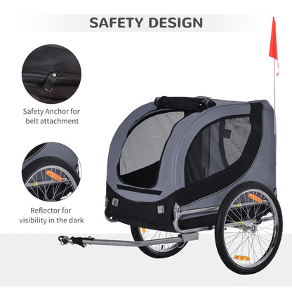 Dog Bike Trailer, Pet Cart, Bicycle Wagon, Travel Cargo, Carrier Attachment with Hitch, Foldable for Travelling, Grey Dog Bike Trailers & Strollers   at Gallery Canada