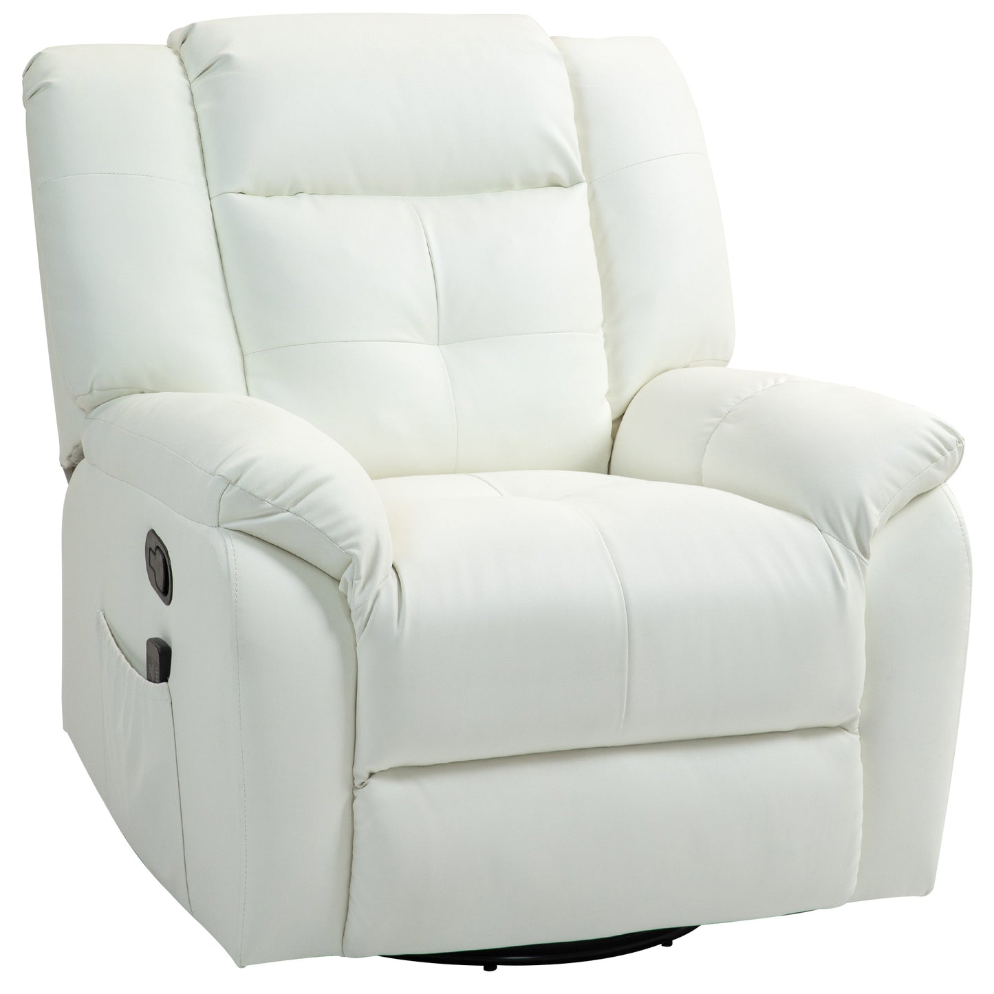 Vibration Massage Recliner, PU Leather Manual Reclining Chair, Rocker, Cream White Single Sofas   at Gallery Canada