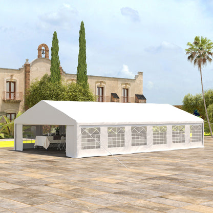 23' x 39' Party Tent, Heavy Duty Outdoor Canopy Tent Shelter with 2 Doors and 12 Windows for Parties, Events, White Gazebos at Gallery Canada