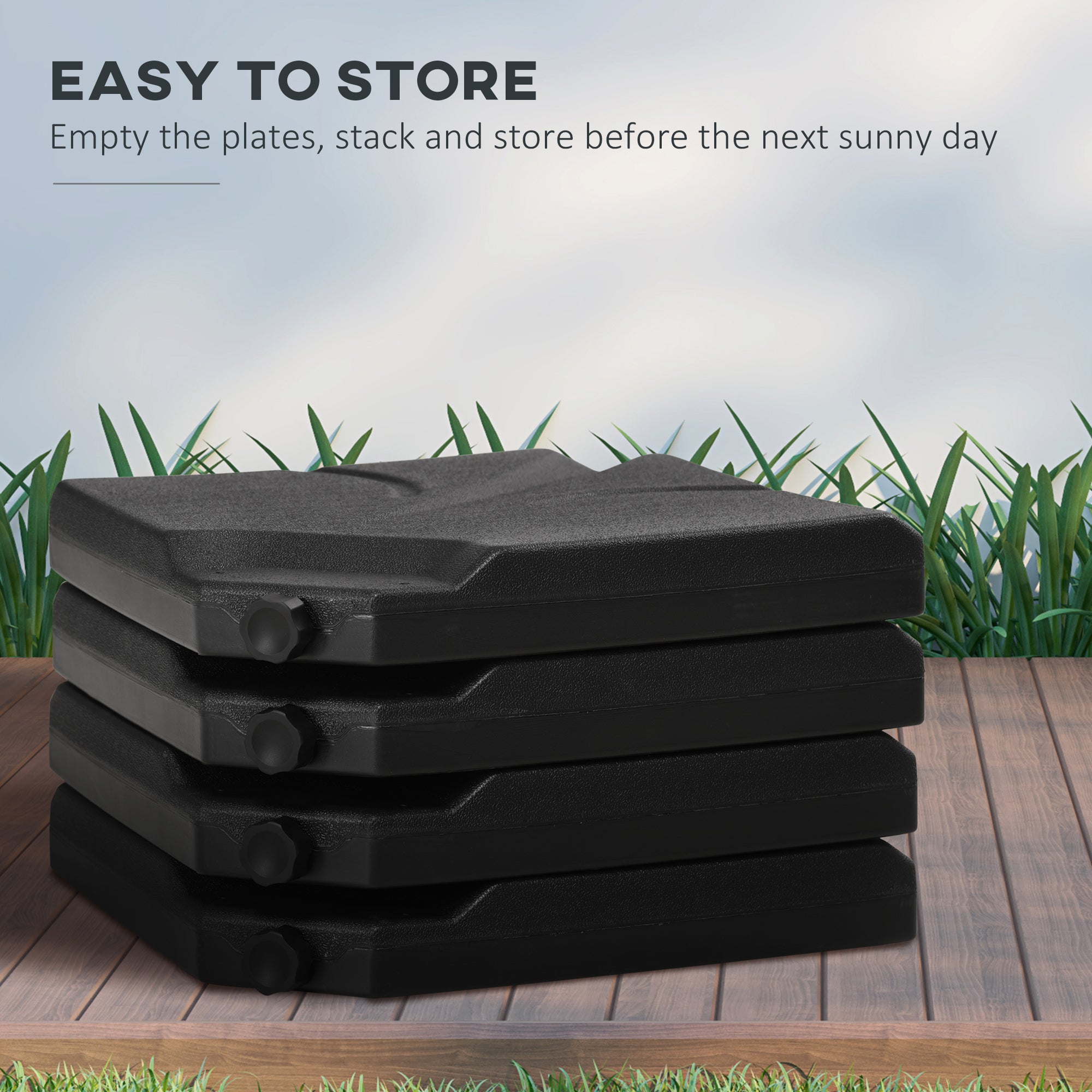 4 Piece Umbrella Base Stand Cantilever Offset Patio Umbrella Weight Plates w/ U Locking, 123 lb Capacity Water or 158 lb Capacity Sand, Black Umbrella Bases at Gallery Canada