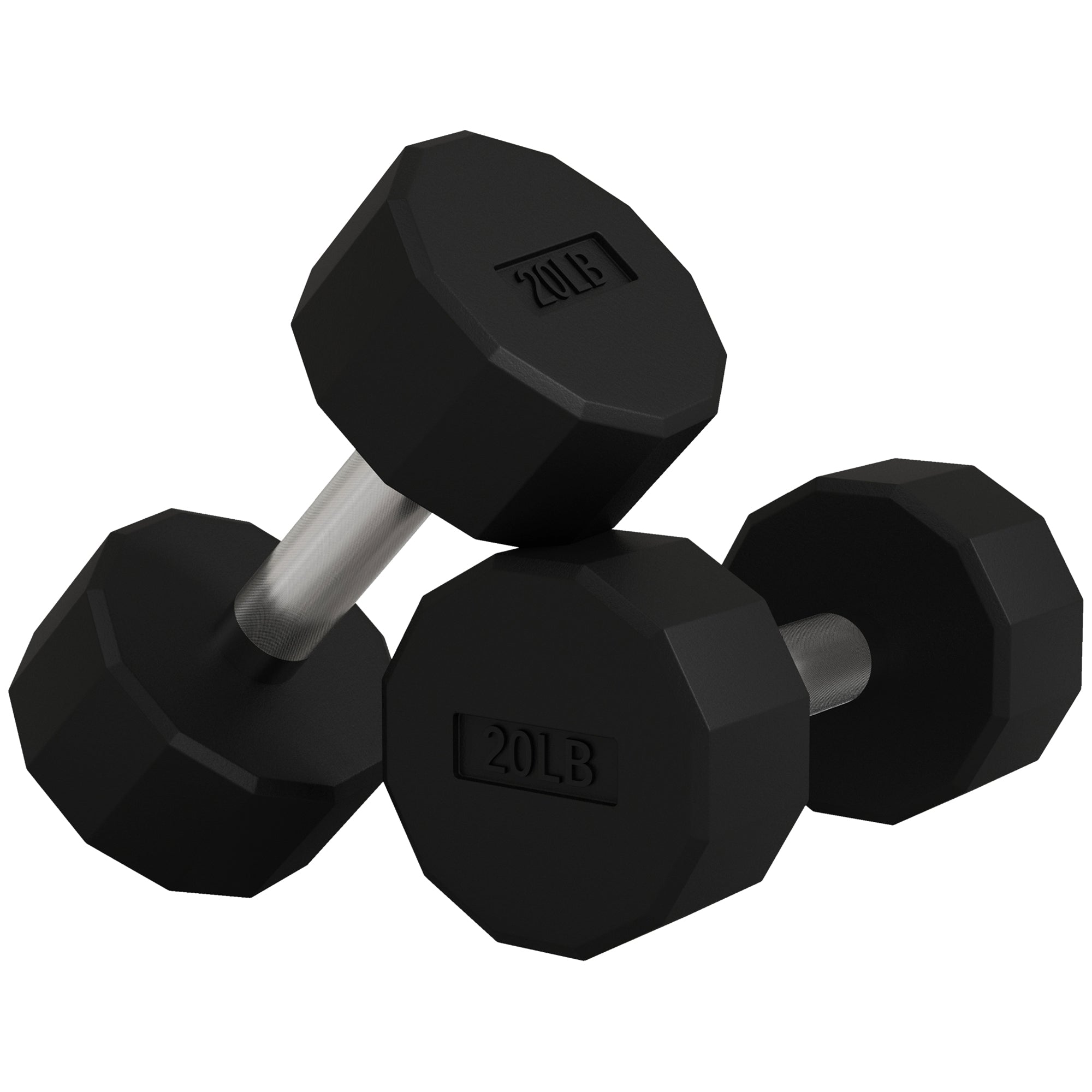 2 x 20lbs Dumbbells Set with Non-Slip Grip, Rubber Covered Weights for Men Women Home Gym Workout Dumbbells & Barbells Black at Gallery Canada