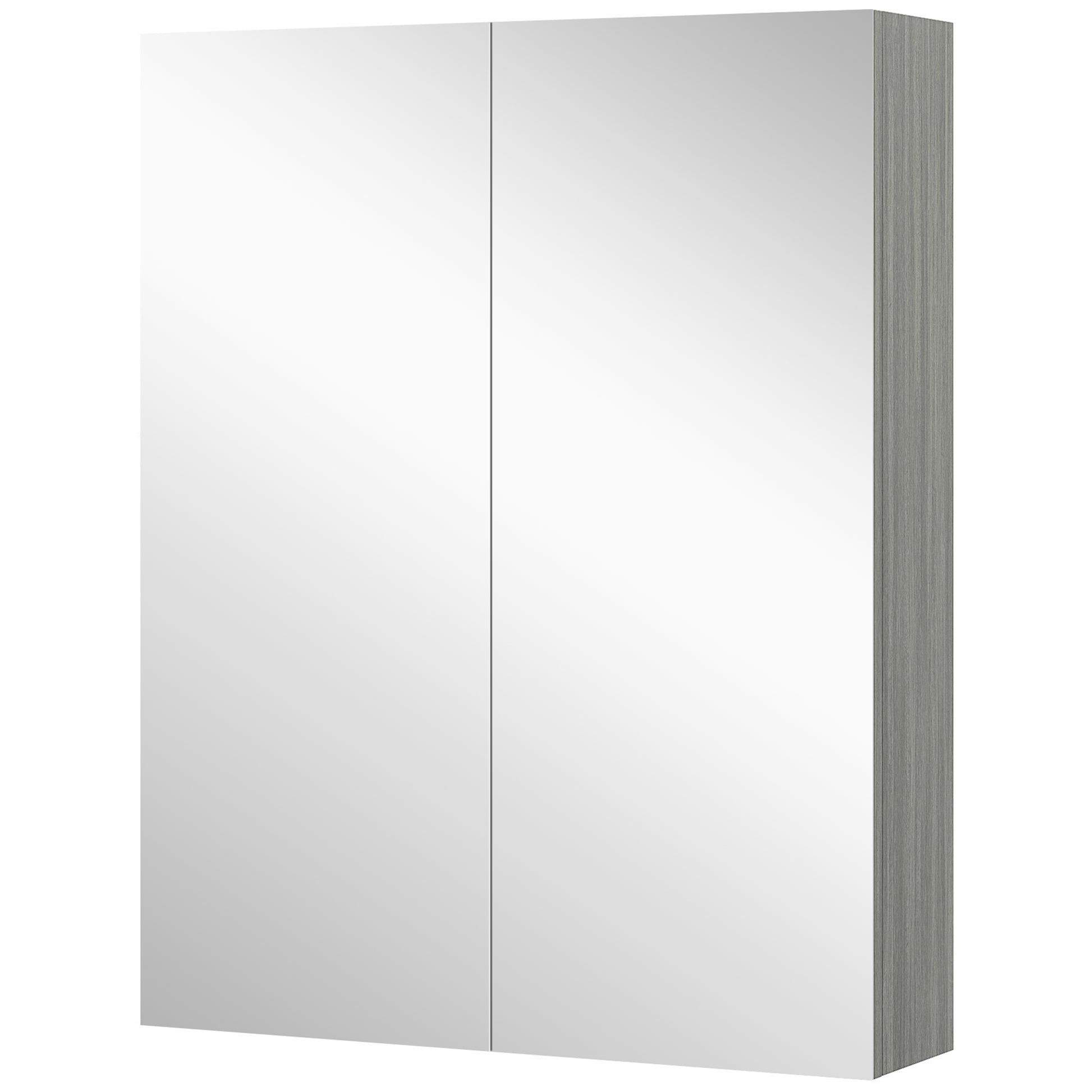 Wall Mount Mirrored Medicine Cabinet, Bathroom Mirror Cabinet with Adjustable Shelf, Double Soft Closing Doors, Grey Mirror Medicine Cabinets   at Gallery Canada