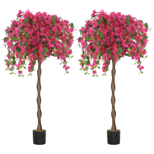 Set of 2 Decorative Artificial Plants, Murraya Flowers in Pots, Fake Plants for Indoor Decor, 47 inch, Purple and Red Artificial Trees at Gallery Canada