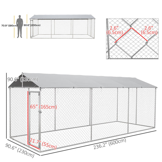 19.7' x 7.5' x 7.5' Outdoor Dog Kennel Dog Run with Waterproof, UV Resistant Cover for All-Sized Dogs, Silver Houses, Kennels & Pens   at Gallery Canada