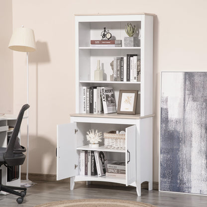 70" Kitchen Buffet Hutch with 3-tier Shelving Double-door Storage Pantry Cabinet, Sideboard with Adjustable Shelves Microwave Oven Countertop, White Kitchen Pantry Cabinets   at Gallery Canada