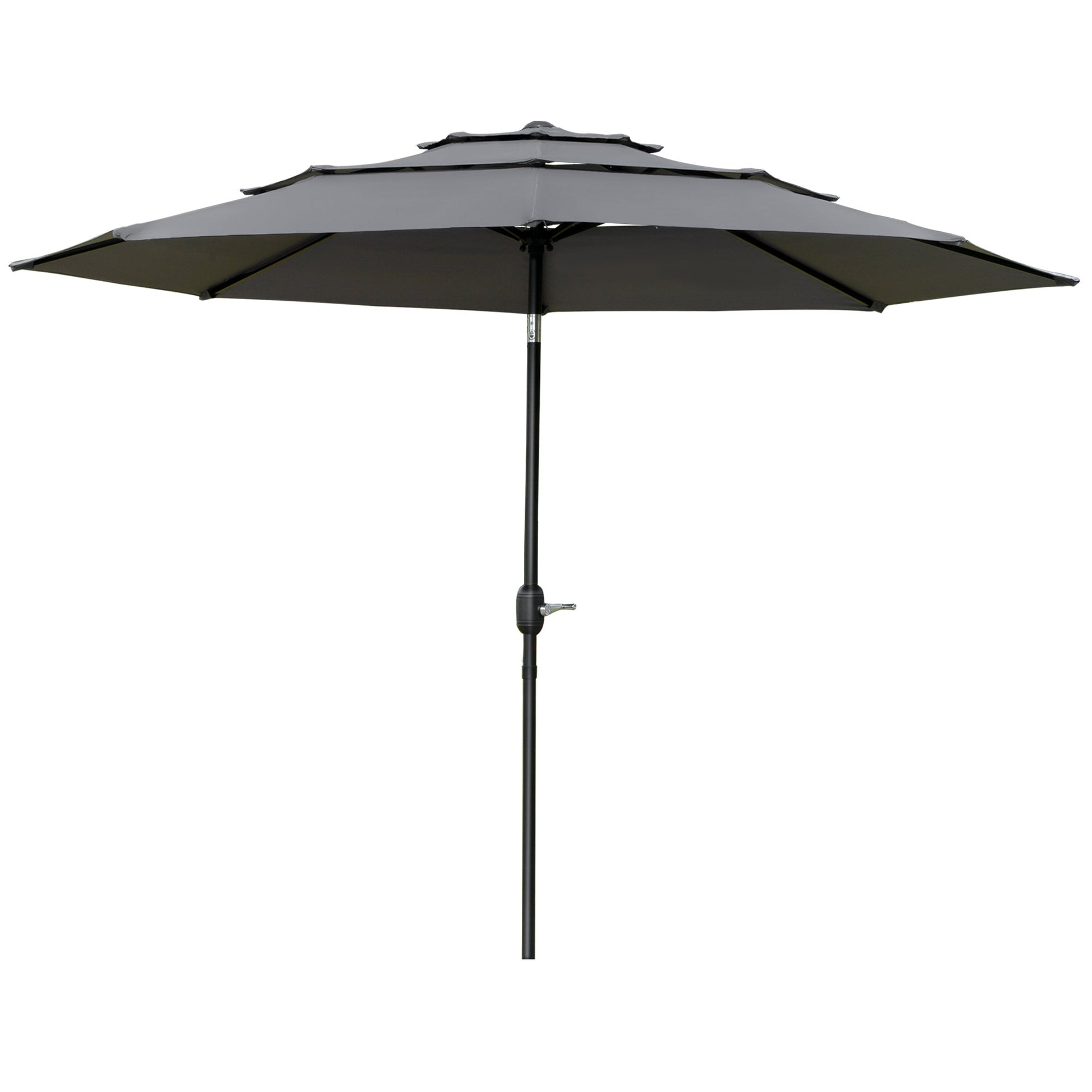 9FT 3 Tiers Patio Umbrella Outdoor Market Umbrella with Crank, Push Button Tilt for Deck, Backyard and Lawn, Light Grey Sun Umbrellas Multi Colour  at Gallery Canada