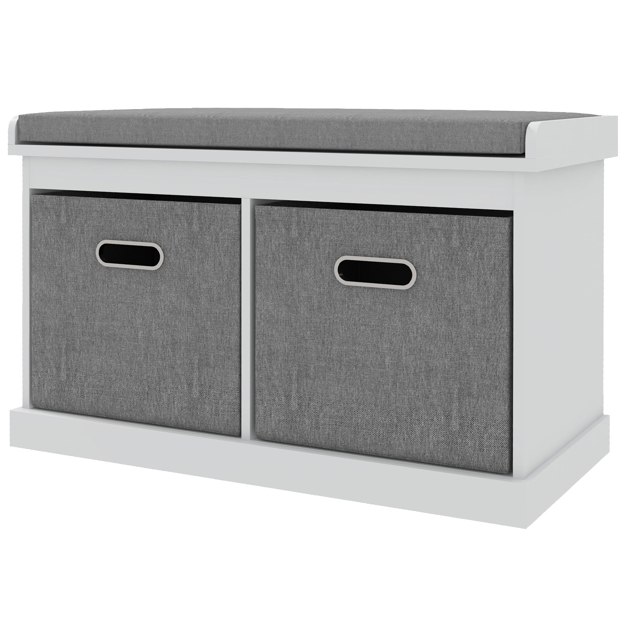 Shoe Storage Bench with Seat, Entryway Bench Seat with Cushion, 2 Fabric Drawers for Hallway, White - Gallery Canada
