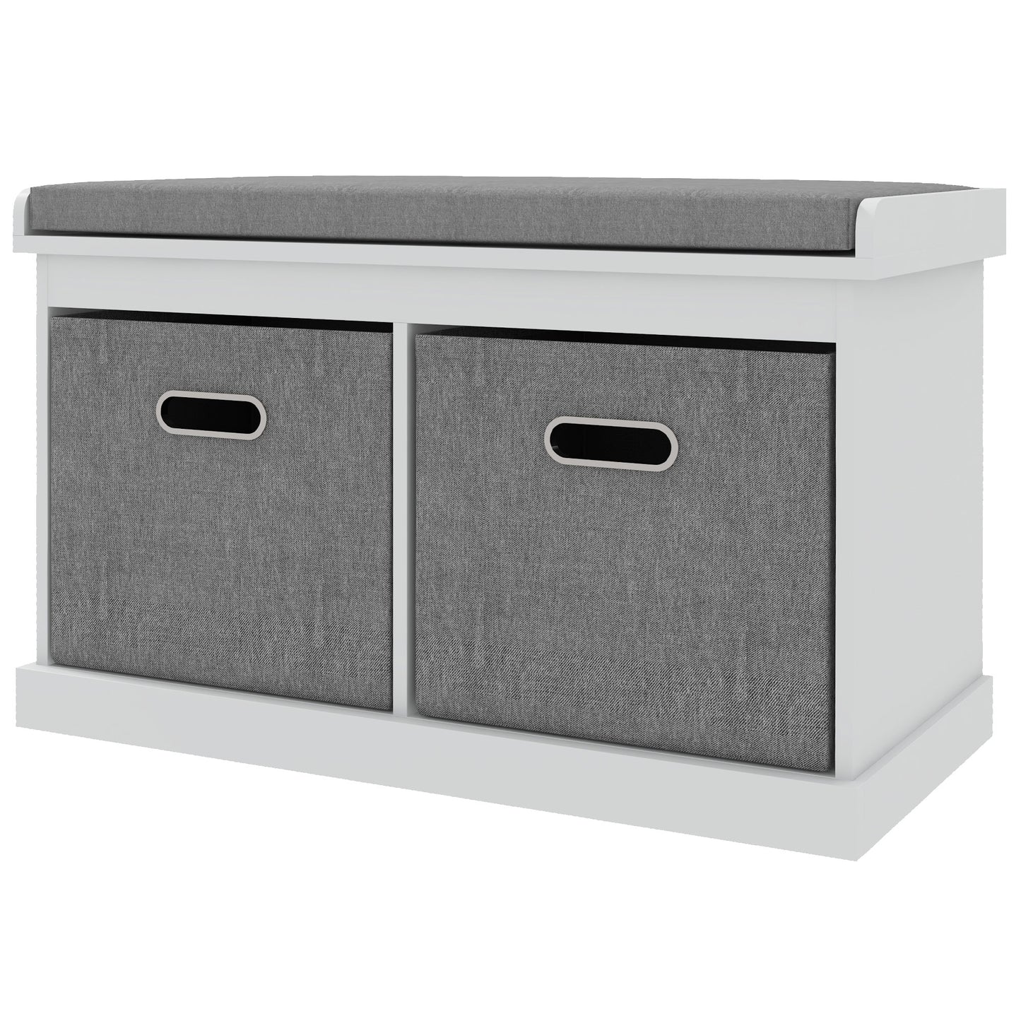 Shoe Storage Bench with Seat, Entryway Bench Seat with Cushion, 2 Fabric Drawers for Hallway, White Shoe Storage Cabinets & Racks   at Gallery Canada