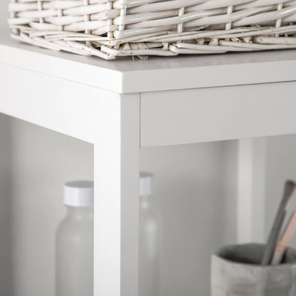 Narrow Bathroom Cabinet with 3 Drawers and 2 Tier Shelf, Tall Cupboard Freestanding Linen Tower, White Bathroom Cabinets   at Gallery Canada