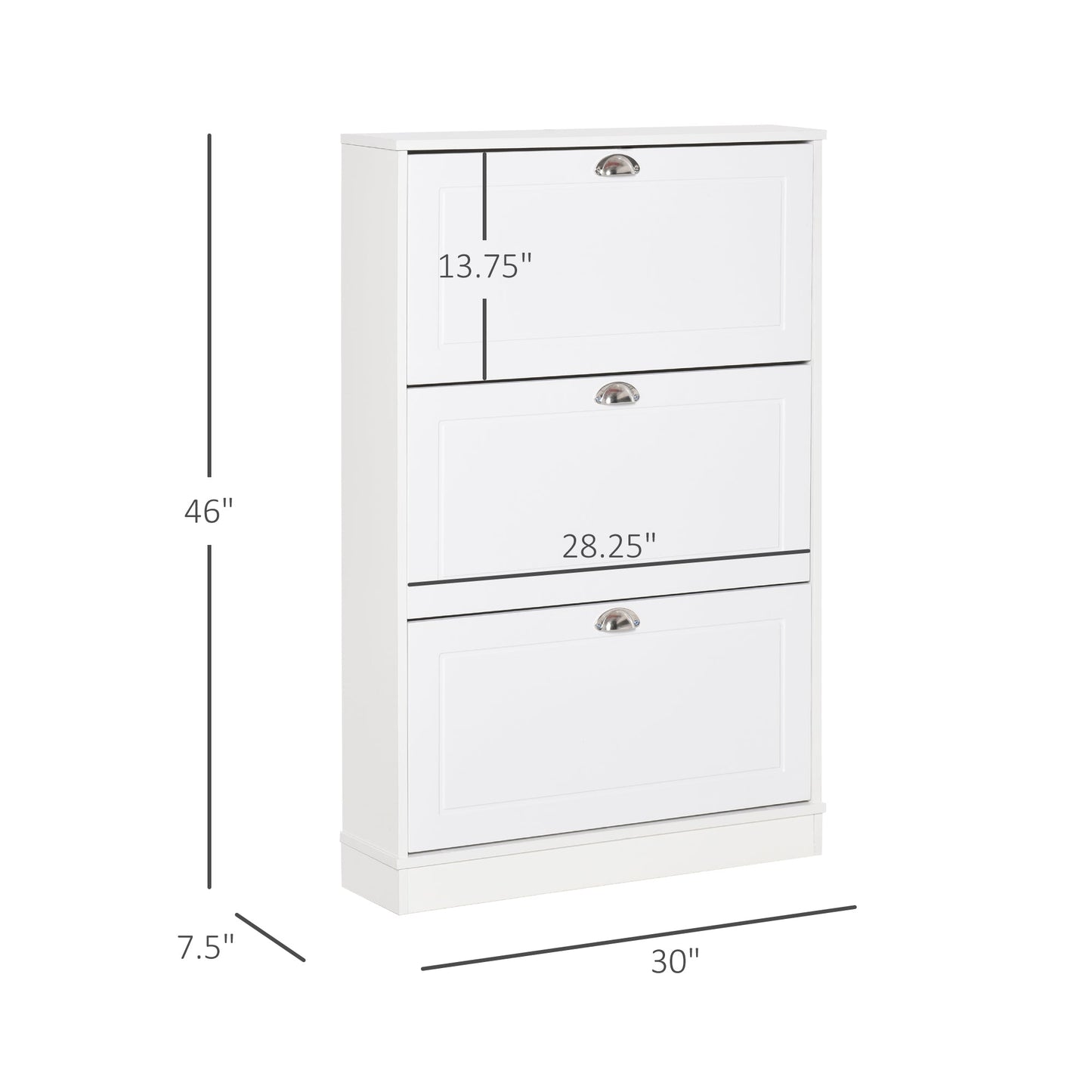 Narrow Shoe Storage Cabinet with 3 Flip Drawers, Entryway Shoe Cabinet for 12 Pairs of Shoes, White Shoe Storage Cabinets & Racks White  at Gallery Canada