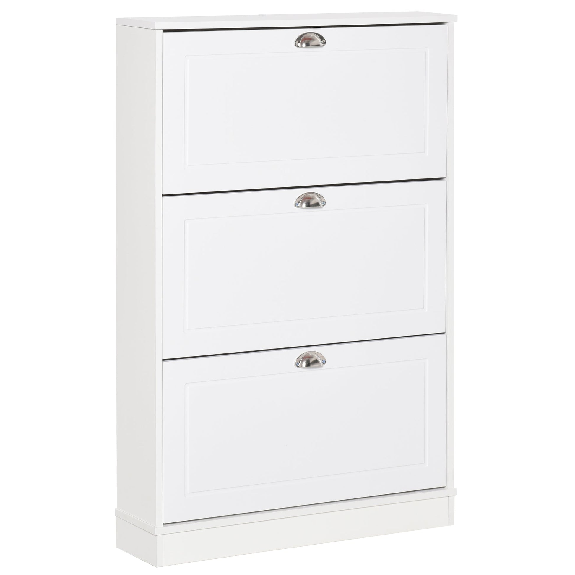 Narrow Shoe Storage Cabinet with 3 Flip Drawers, Entryway Shoe Cabinet for 12 Pairs of Shoes, White Shoe Storage Cabinets & Racks   at Gallery Canada