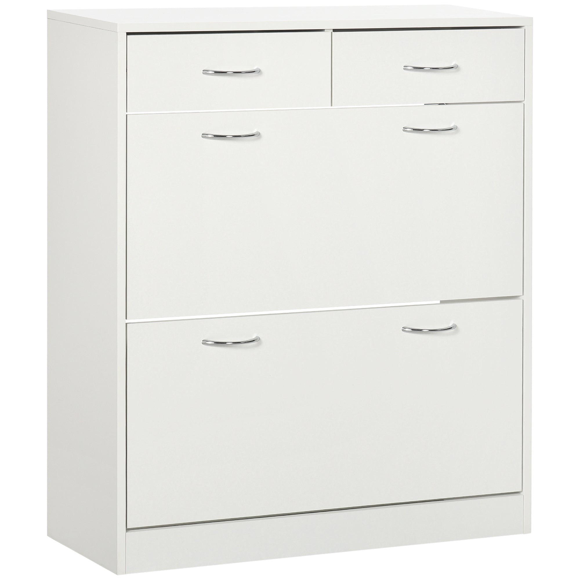 Narrow Shoe Storage with 2 Flip Drawers and Adjustable Shelves Shoe Cabinet Organizer for 12 Pairs of Shoes, White Shoe Storage Cabinets & Racks White  at Gallery Canada