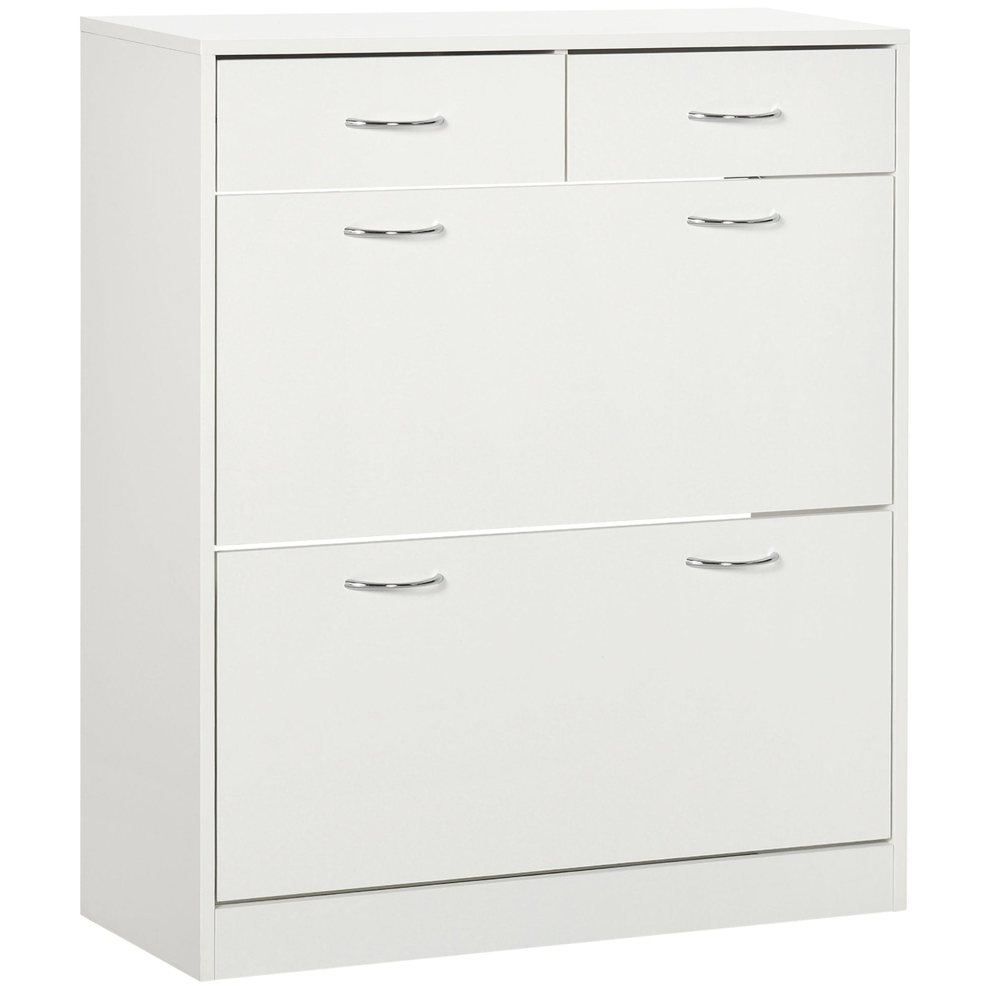 Narrow Shoe Storage with 2 Flip Drawers and Adjustable Shelves Shoe Cabinet Organizer for 12 Pairs of Shoes, White Shoe Storage Cabinets & Racks White  at Gallery Canada