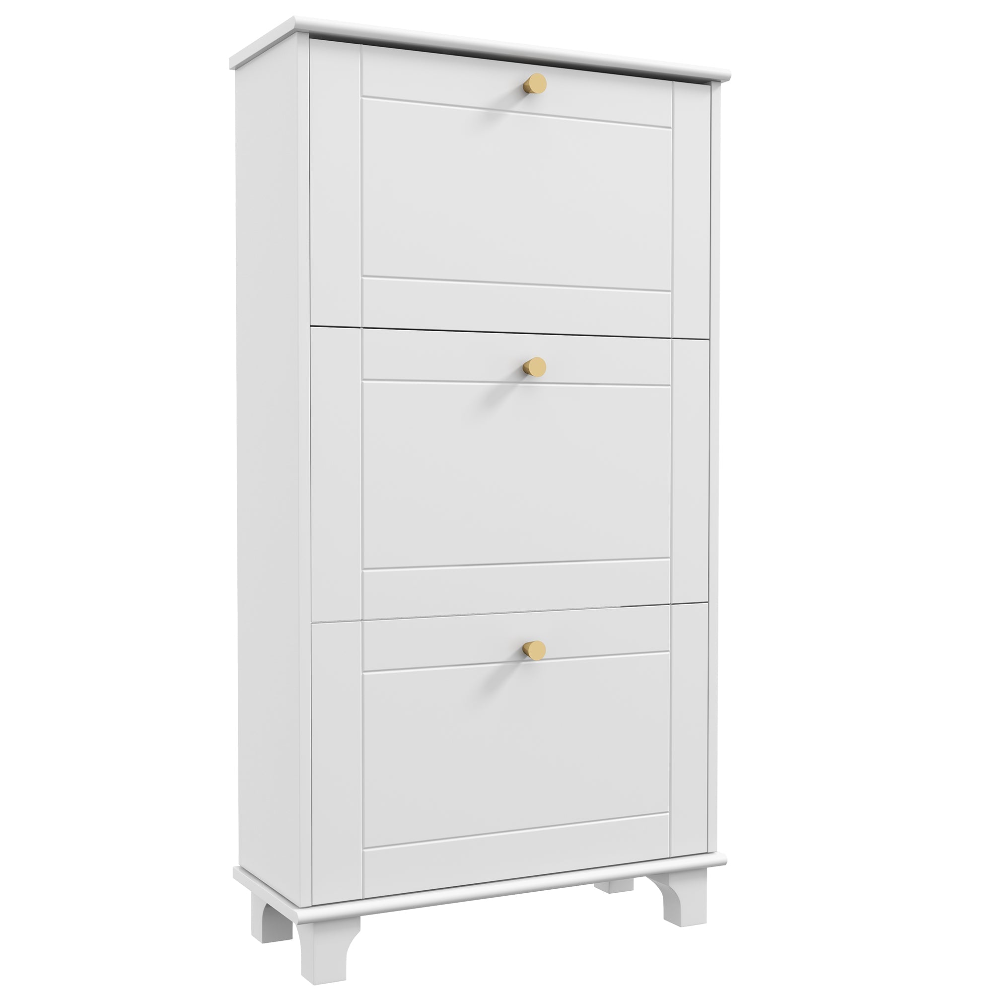 Narrow Shoe Storage with 3 Flip Drawers and Adjustable Shelves, Shoe Cabinet Organizer for 12 Pairs of Shoes, White Shoe Storage Cabinets & Racks White  at Gallery Canada