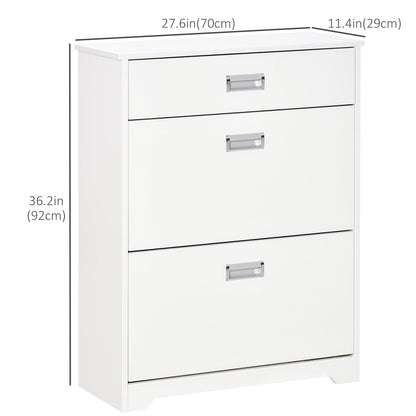 Narrow Shoe Storage with Drawer, 2 Flip Doors and Adjustable Shelves, Shoe Cabinet for 16 Pairs of Shoes, White Shoe Storage Cabinets & Racks   at Gallery Canada