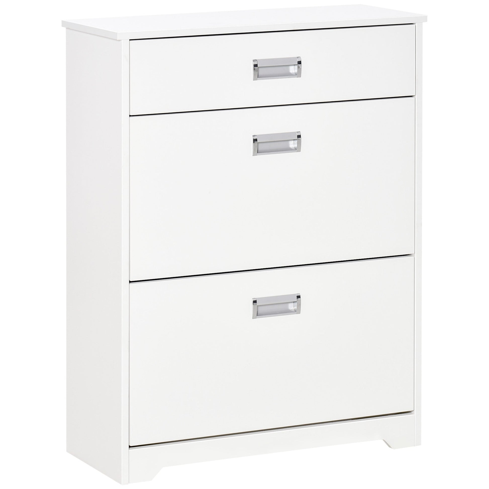 Narrow Shoe Storage with Drawer, 2 Flip Doors and Adjustable Shelves, Shoe Cabinet for 16 Pairs of Shoes, White Shoe Storage Cabinets & Racks White  at Gallery Canada