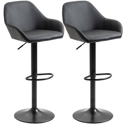 Adjustable Bar Stools Set of 2, Swivel Barstools with Footrest and Back, PU Leather and Steel Round Base, for Kitchen Counter and Dining Room, Black Bar Stools Black  at Gallery Canada