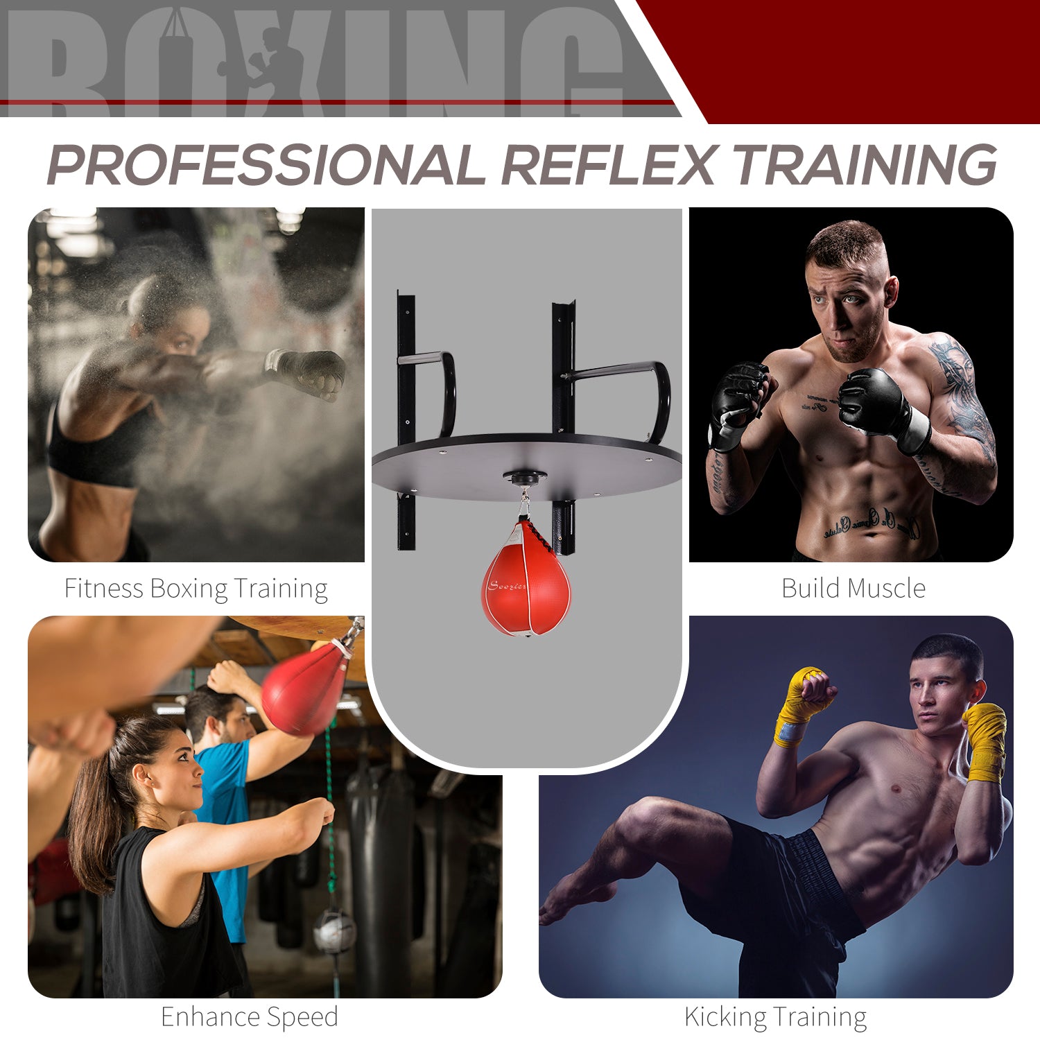 Wall-mounted Speed Bag Boxing Platform with Adjustable Height More-Strength Training Equipment at Gallery Canada