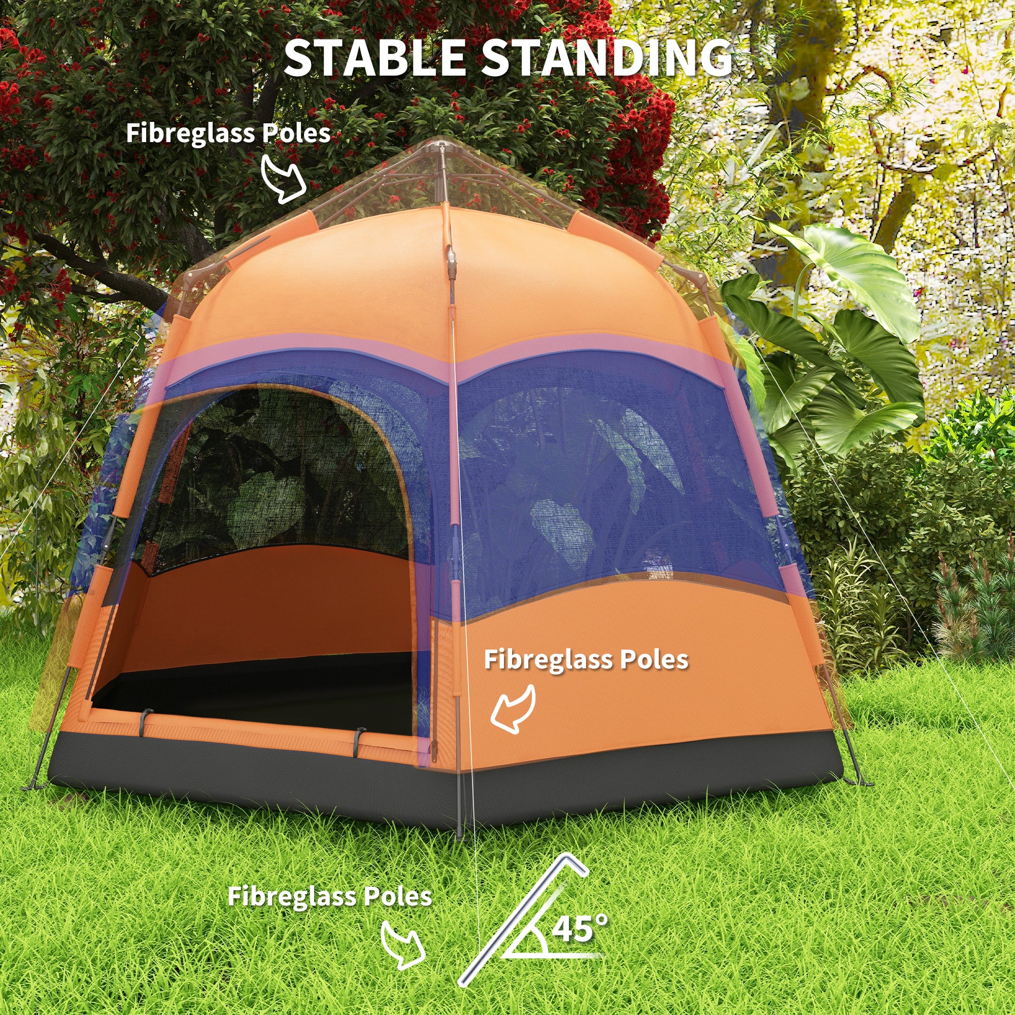 Hexagon Double Layer Easy Pop Up Camping Tent 4-6 Person Portable Folding Dome Shelter Hiking Travel Tent All Season Used Camping Tents at Gallery Canada