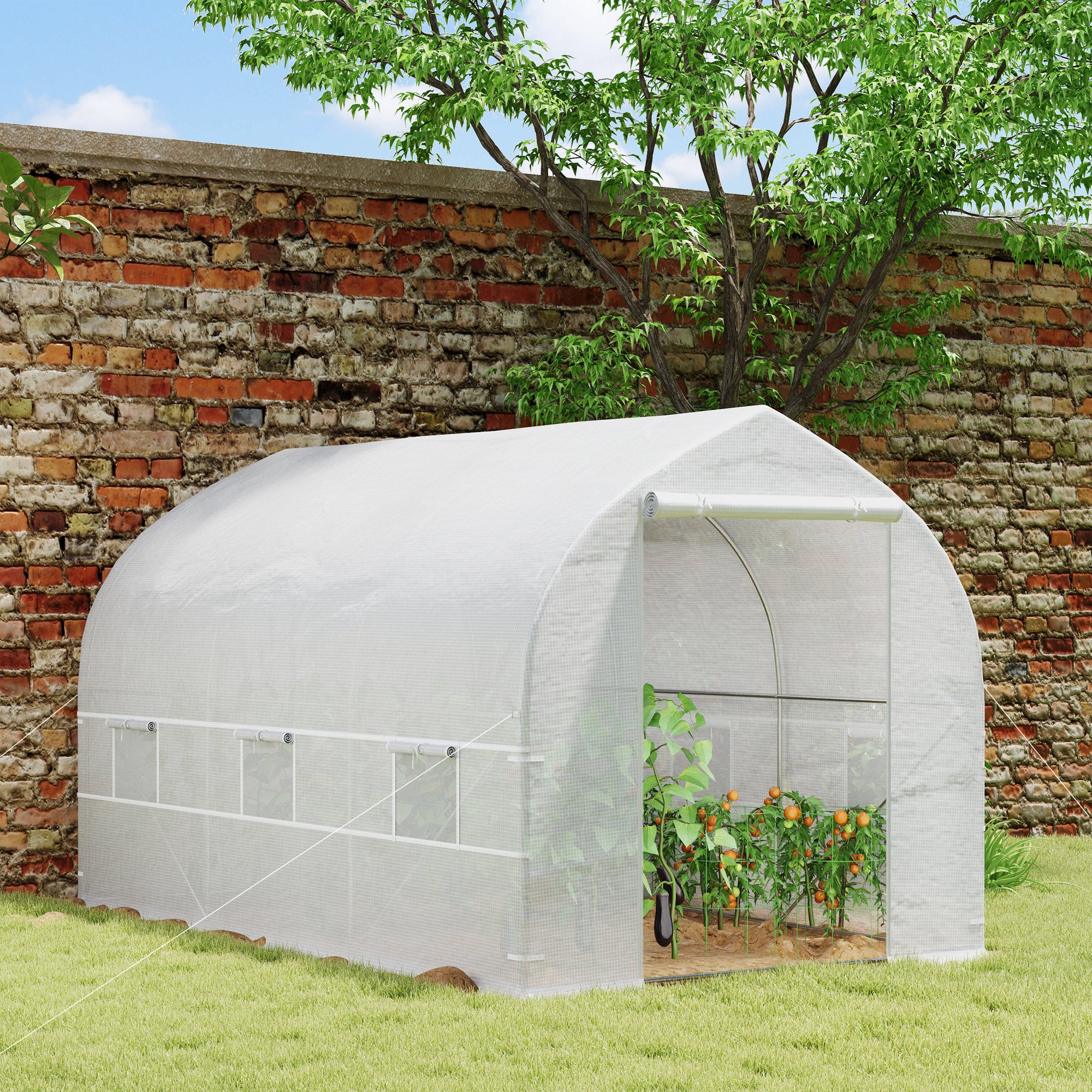 11.5' x 6.6' x 6.6' Portable Walk-In Tunnel Greenhouse Garden Warm House - White Tunnel Greenhouses White at Gallery Canada