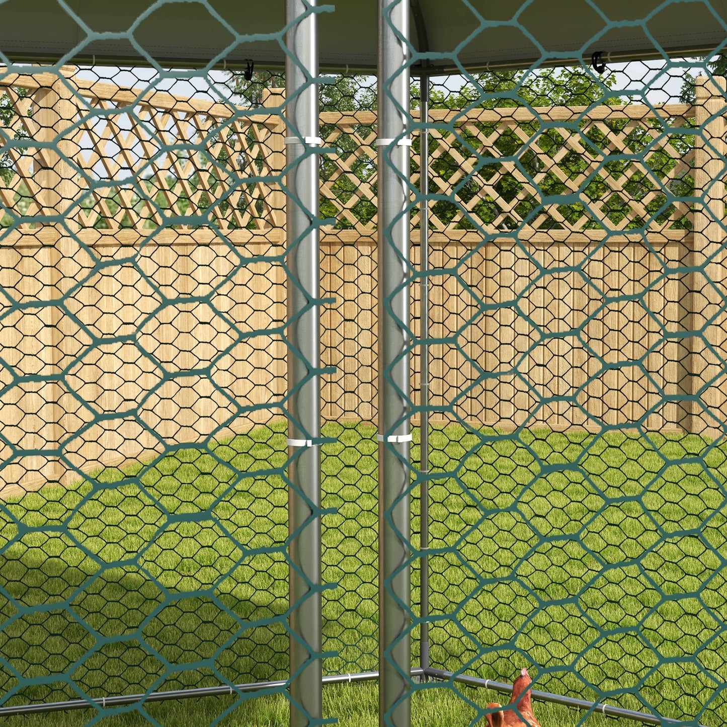 Chicken Coop with Cover for Outdoor Backyard, Chicken Run for 10-15 Chickens, Rabbits, Ducks, 13.1' x 11.4' Chicken Coops   at Gallery Canada