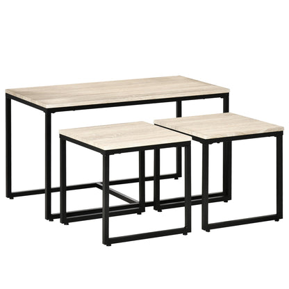 Nesting Coffee Table Set of 3, Modern End Tables with Black Metal Frame for Living Room Home Furniture, Natural Coffee Tables Multi Colour  at Gallery Canada