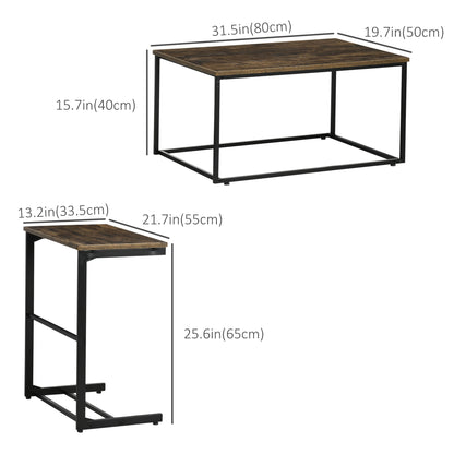 Nesting Tables Set of 2, Industrial Style Coffee Table Set with Metal Frame &; Adjustable Foot Pads for Living Room, Bed Room, Brown Coffee Tables   at Gallery Canada