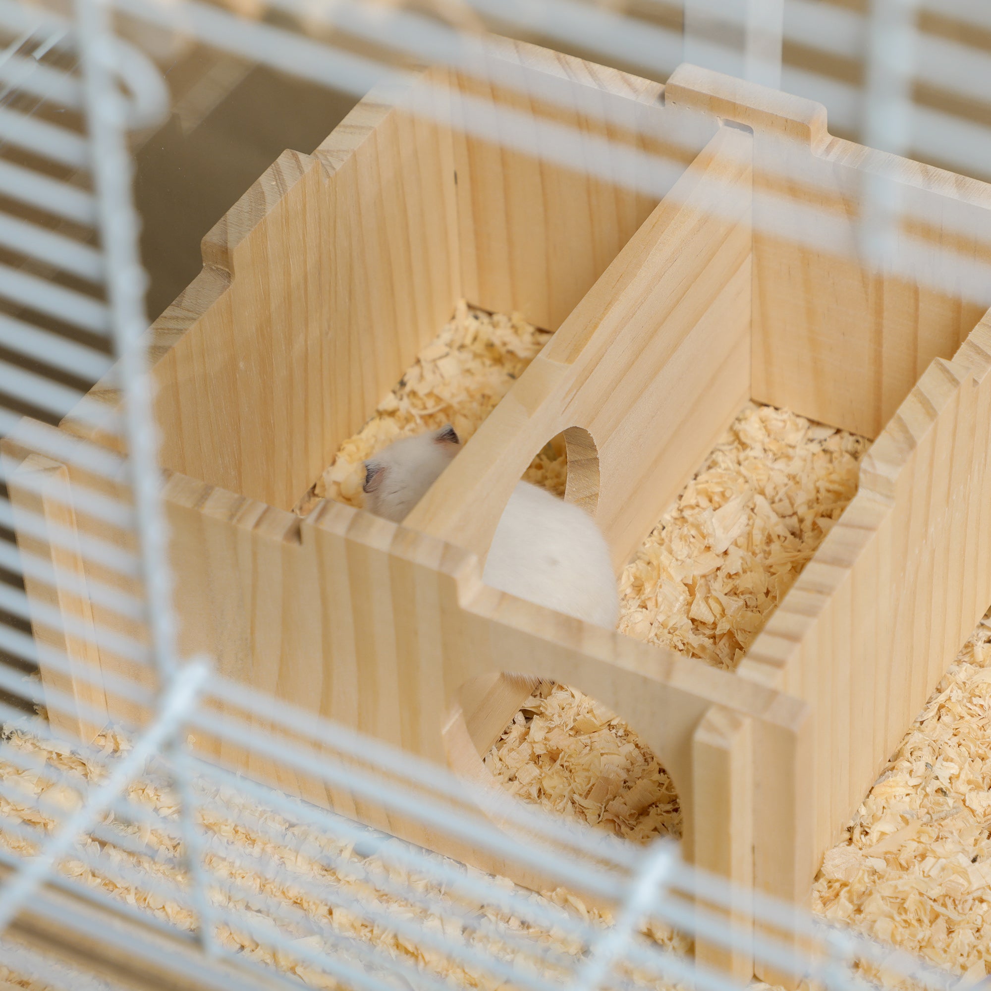 Hamster Cage with Deep Bottom, Wooden Ramp, Hut, Bathroom and Exercise Wheel for Hamster and Gerbil, White Hamster Cages at Gallery Canada