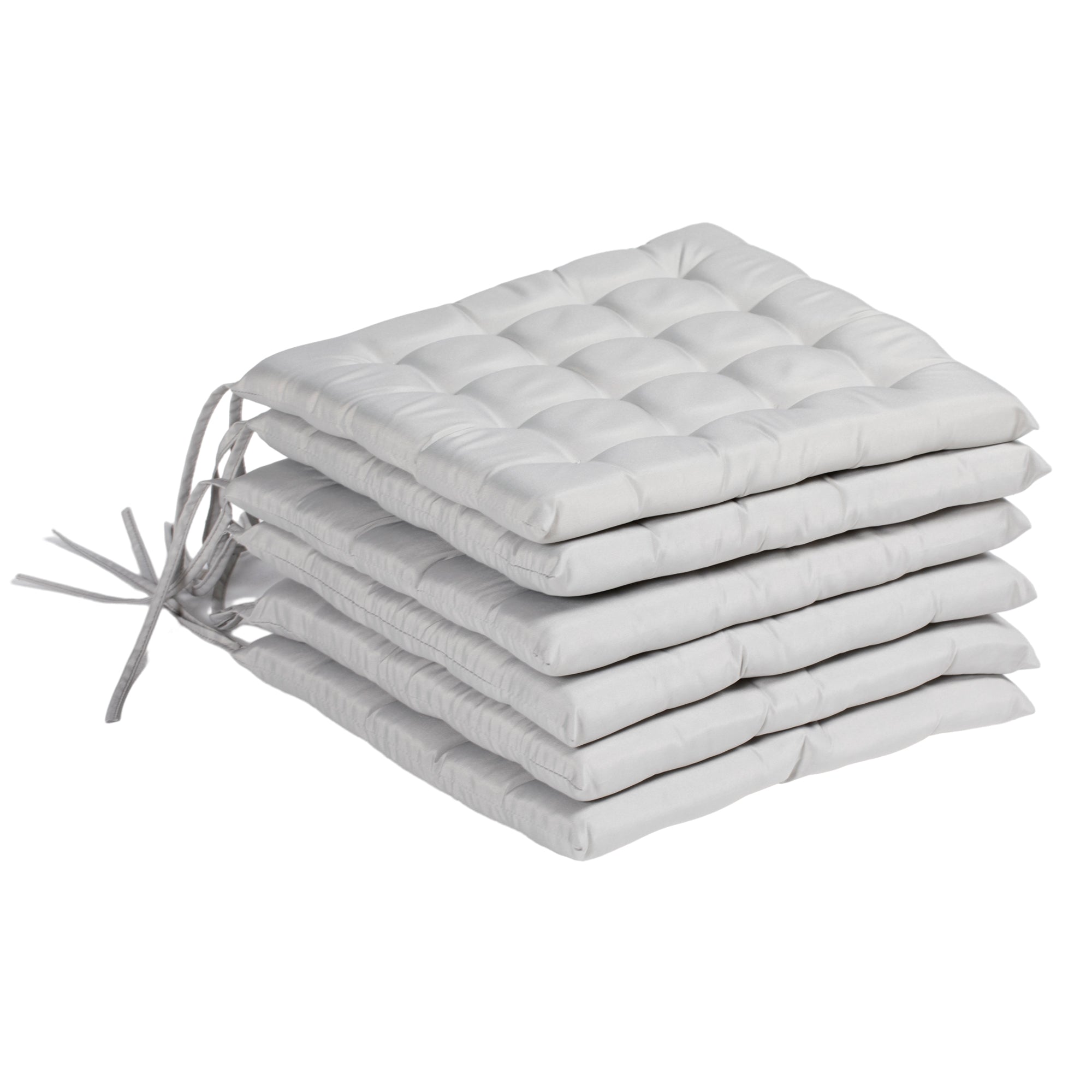 6-Piece Seat Cushion Pillows Replacement, Button Tufted Patio Chair Cushions Set with Ties, Light Grey Patio Chair Cushions   at Gallery Canada