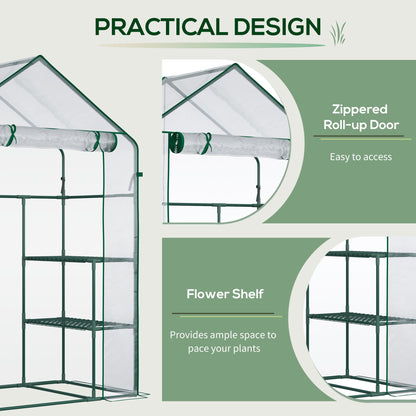 56" x 29" x 77" Walk-in Greenhouse, Mini Greenhouse with 4 Shelves, Roll-Up Door and Weatherized Cover, Clear Mini Greenhouses   at Gallery Canada