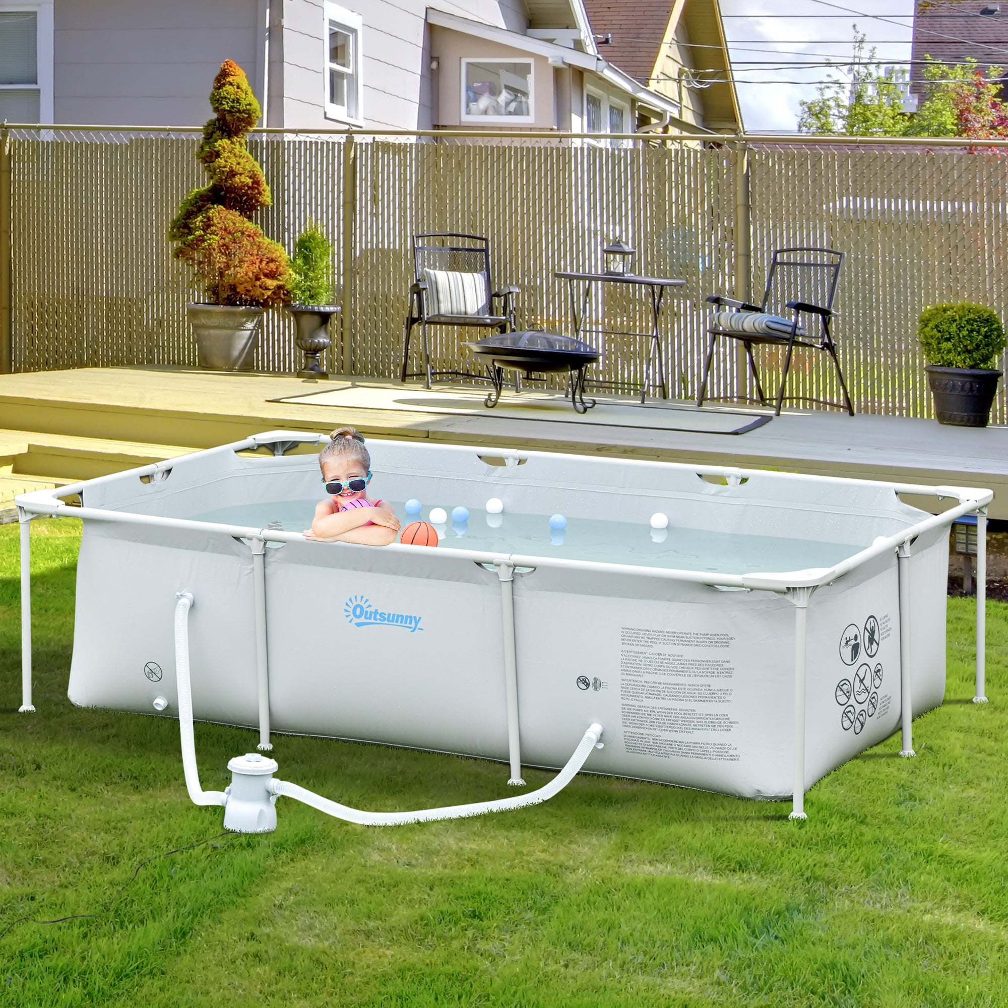 8.3ft x 5ft x 26in Frame Above Ground Swimming Pool Set with Filter Pump Filter Cartridge Reinforced Sidewalls Grey Outdoor Swimming Pools & Hot Tubs at Gallery Canada