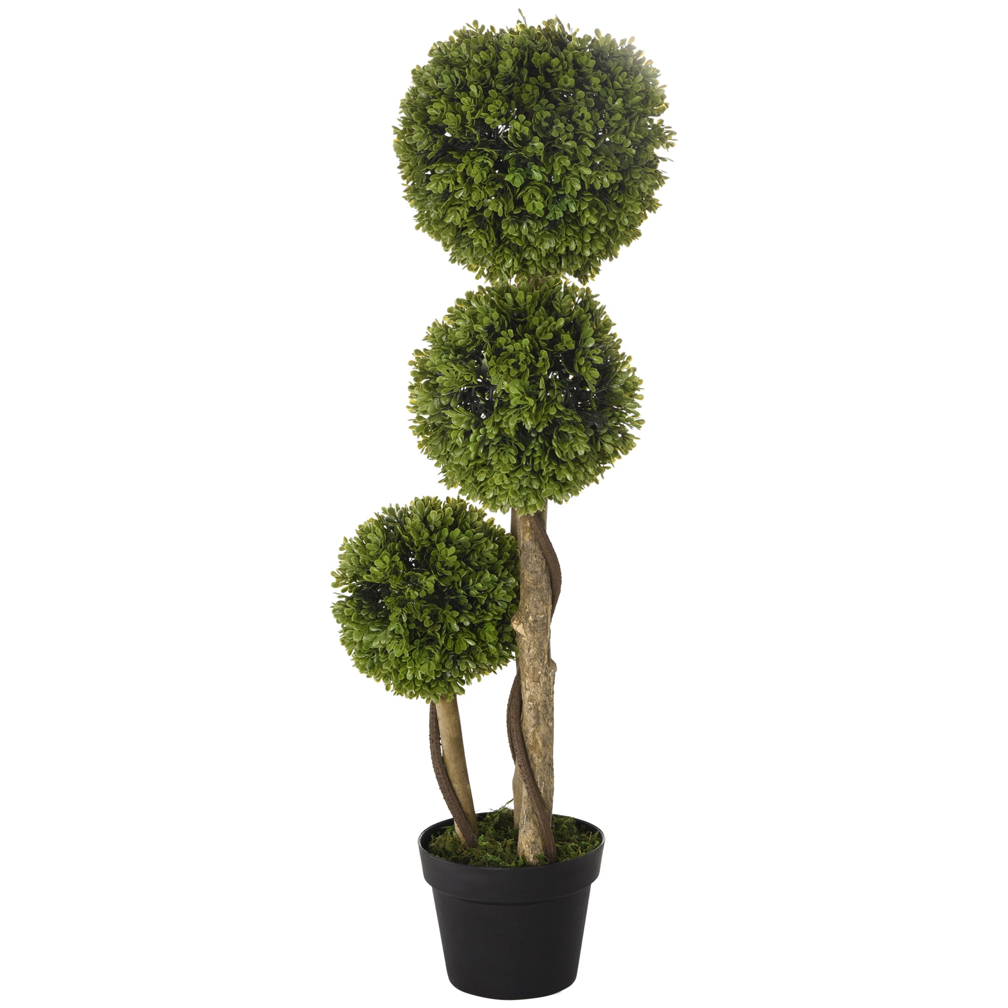 3FT Artificial Boxwood Topiary Tree, Potted Fake Plant, Triple Ball Tree for Indoor and Outdoor, Green Artificial Trees at Gallery Canada