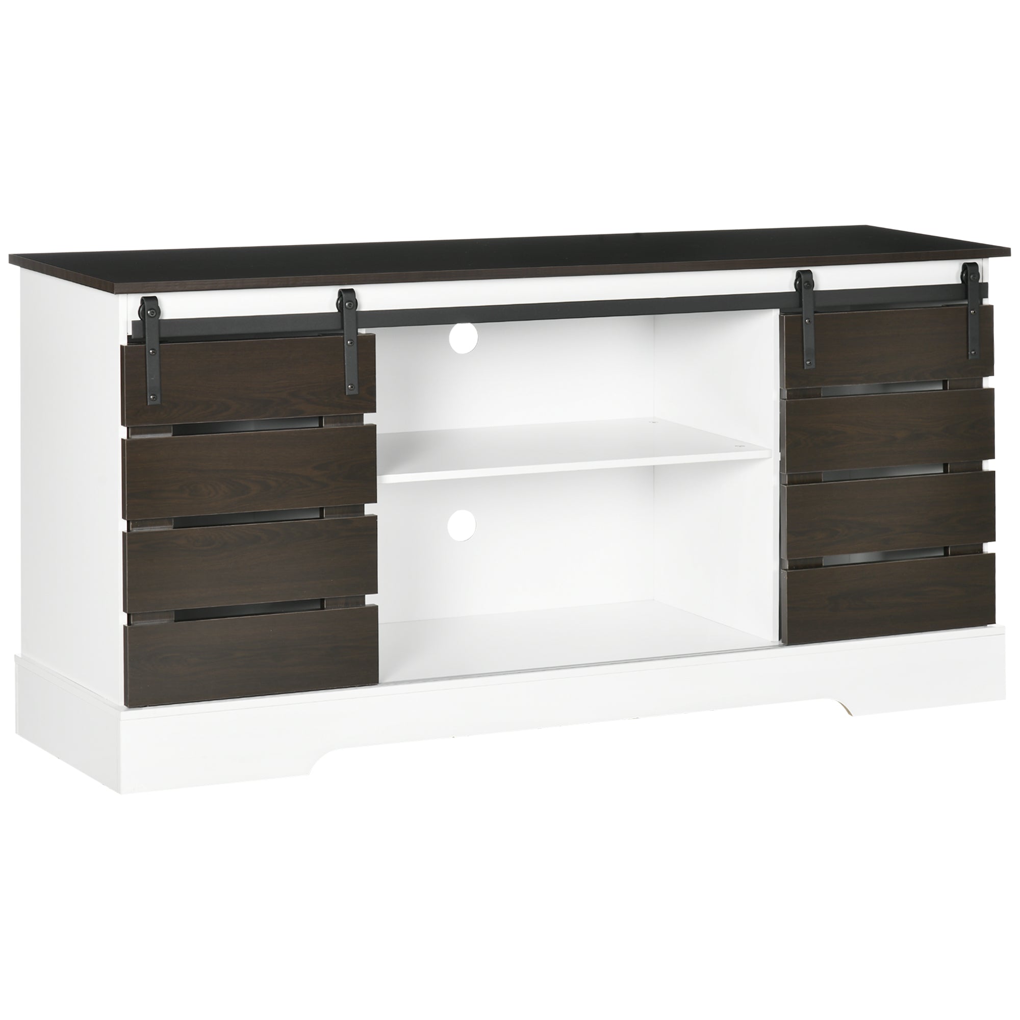 TV Stand for TVs up to 55 Inches, TV Unit with Shelves, Sliding Doors for Living Room, 58.3