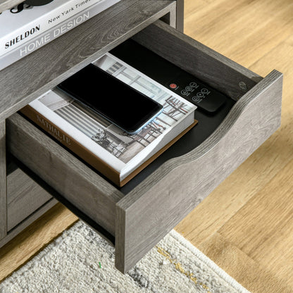 Nightstand with 2 Drawers, Industrial Side Table with Storage Shelf, Accent End Table for Bedroom, Grey Side Tables   at Gallery Canada