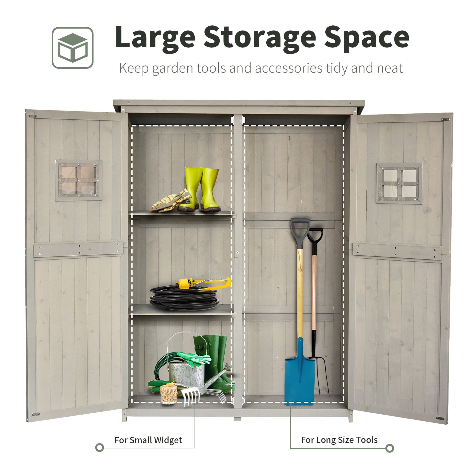 4x1.5ft Wooden Garden Storage Shed, Outdoor Tool Cabinet Organizer with Windows and Double Door Sheds   at Gallery Canada