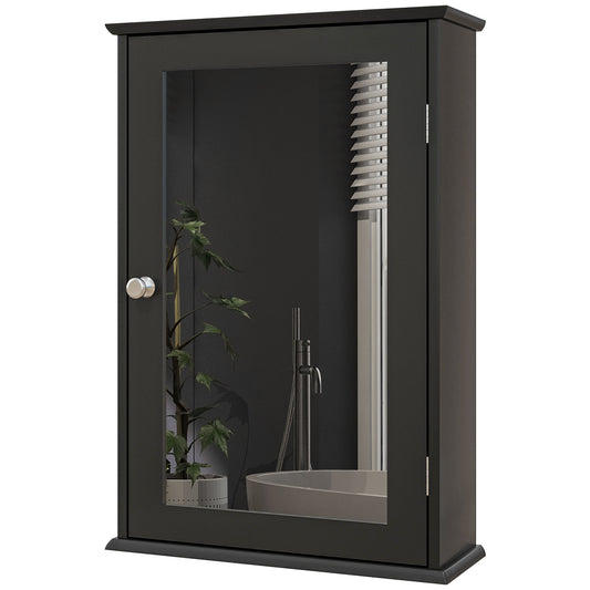 Bathroom Mirror Cabinet, Wall Mounted Medicine Cabinet with Door and Shelves, Black Mirror Medicine Cabinets at Gallery Canada