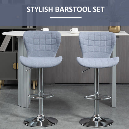 Set of 2 Counter Height Bar Stools Swivel Stool Height Adjustable Bar Chairs with Footrest for Kitchen Dining Home Pub, Grey Bar Stools   at Gallery Canada