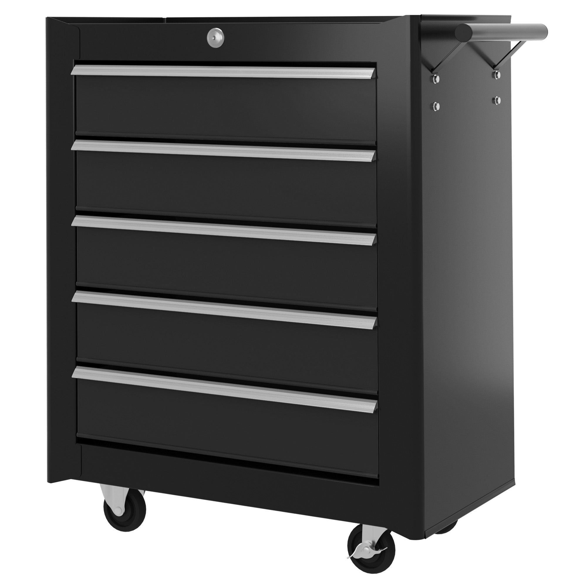5 Drawer Roller Tool Chest, Mobile Lockable Toolbox, Storage Organizer with Handle for Workshop Mechanics Garage, Black Tool Organizers at Gallery Canada