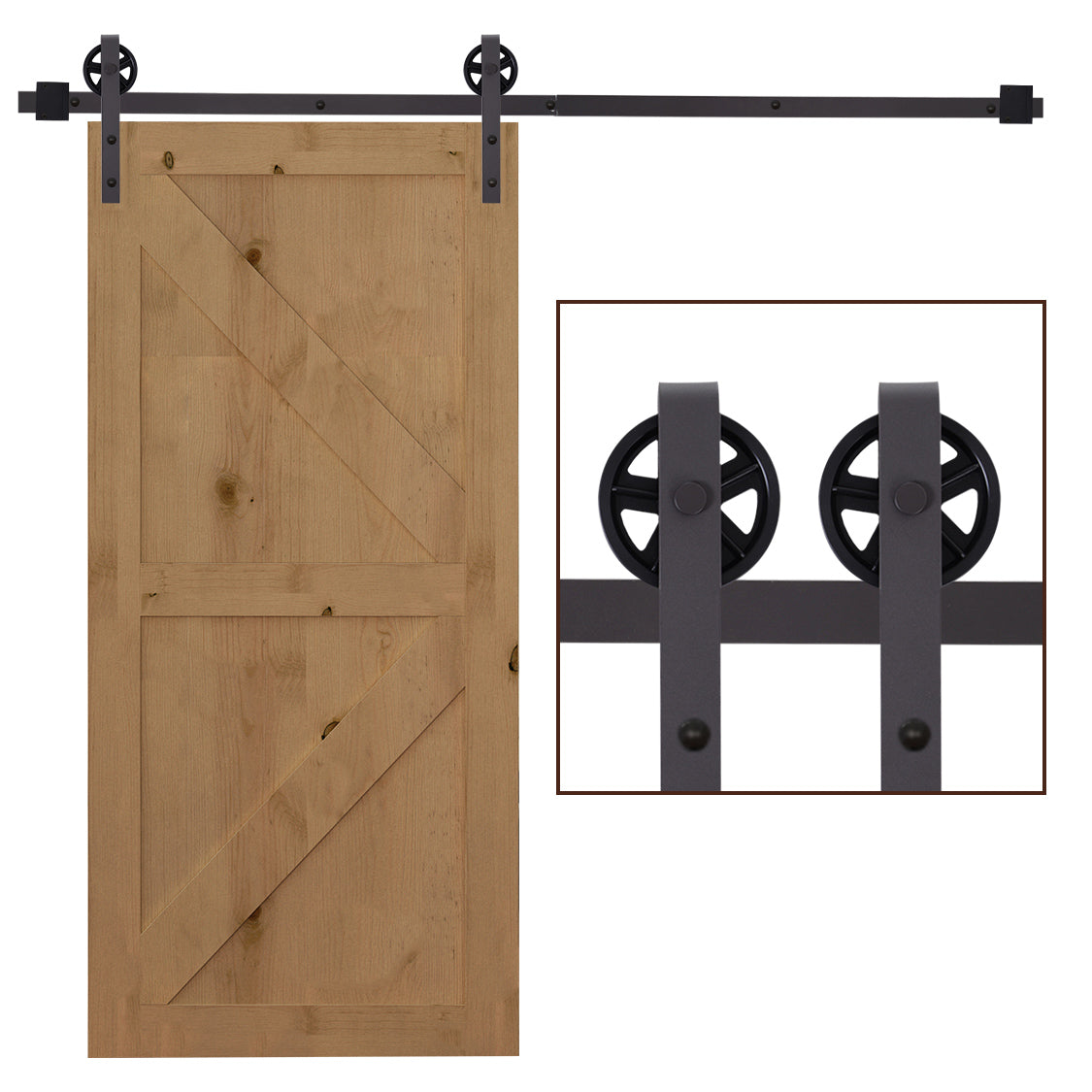 6FT Sliding Barn Door Track Kit, Heavy Duty Barn Door Hardware Kit, Fit 36