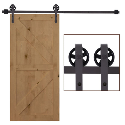 6FT Sliding Barn Door Track Kit, Heavy Duty Barn Door Hardware Kit, Fit 36" Wide Door Panel (J Shape), Deep Coffee Door Hardware   at Gallery Canada