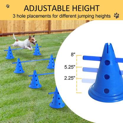 Set of 4 Dog Agility Hurdle Cone Set Agility Training Equipment 8 Cones 4 Rods Starter Kit with carrying bag Blue Dog Agility Training Equipment   at Gallery Canada