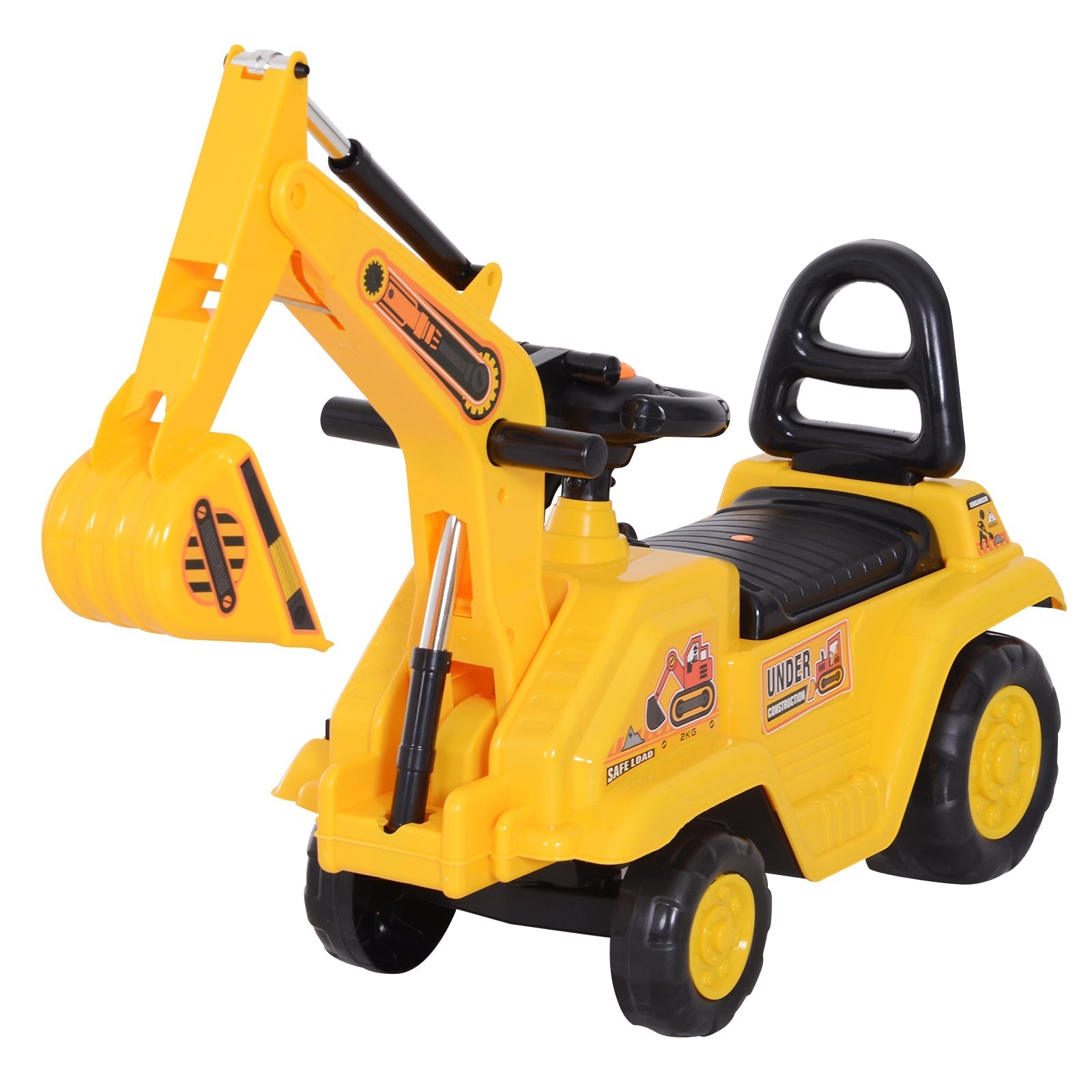 NO POWER 3 in 1 Ride On Toy Excavator Digger Scooter Pulling Cart Pretend Play Construction Truck Toy Excavators   at Gallery Canada