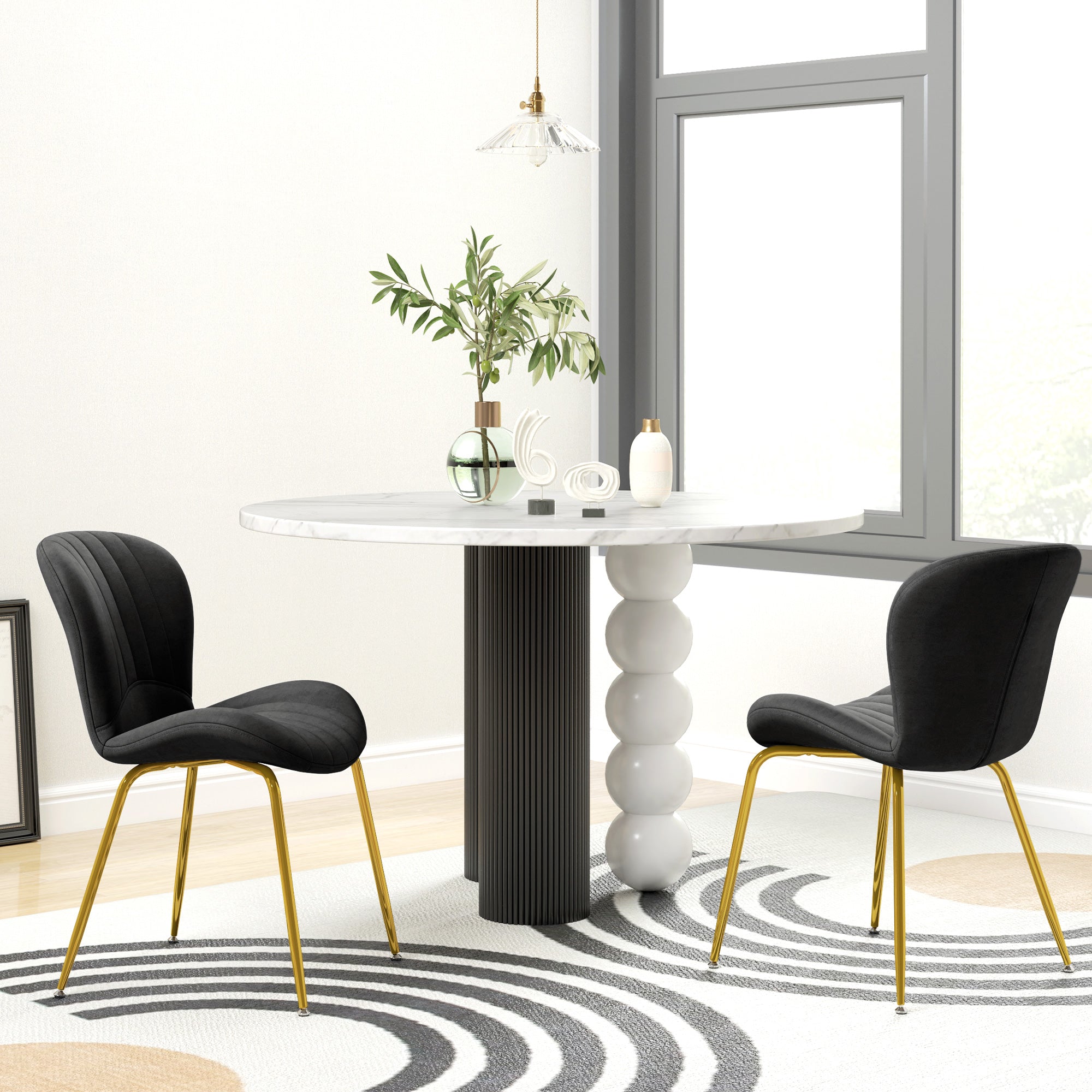 Dining Chairs Set of 2, Modern Accent Chair with Cushioned Backrest, Upholstery for Living Room, Black Dining Chairs at Gallery Canada