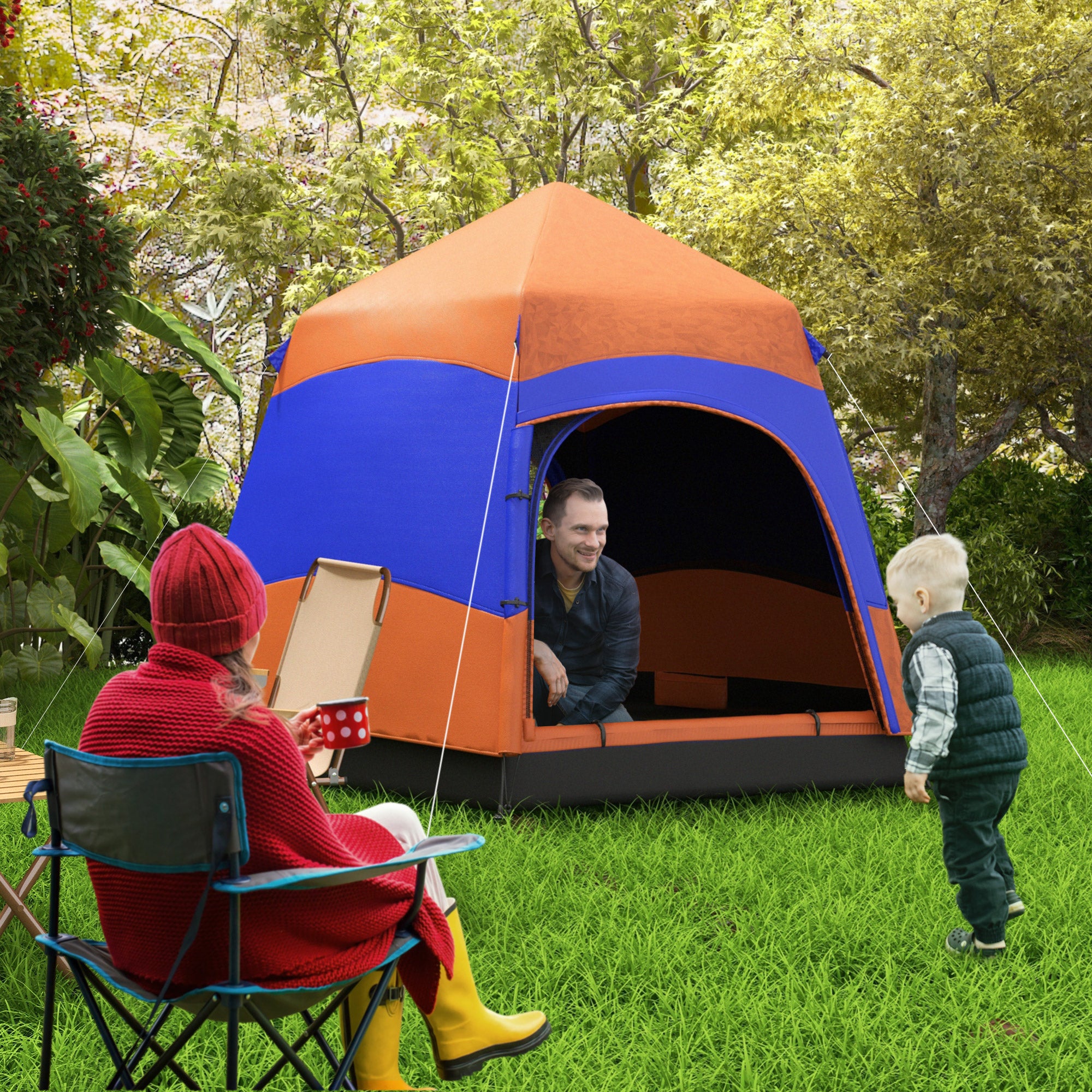Hexagon Double Layer Easy Pop Up Camping Tent 4-6 Person Portable Folding Dome Shelter Hiking Travel Tent All Season Used Camping Tents at Gallery Canada